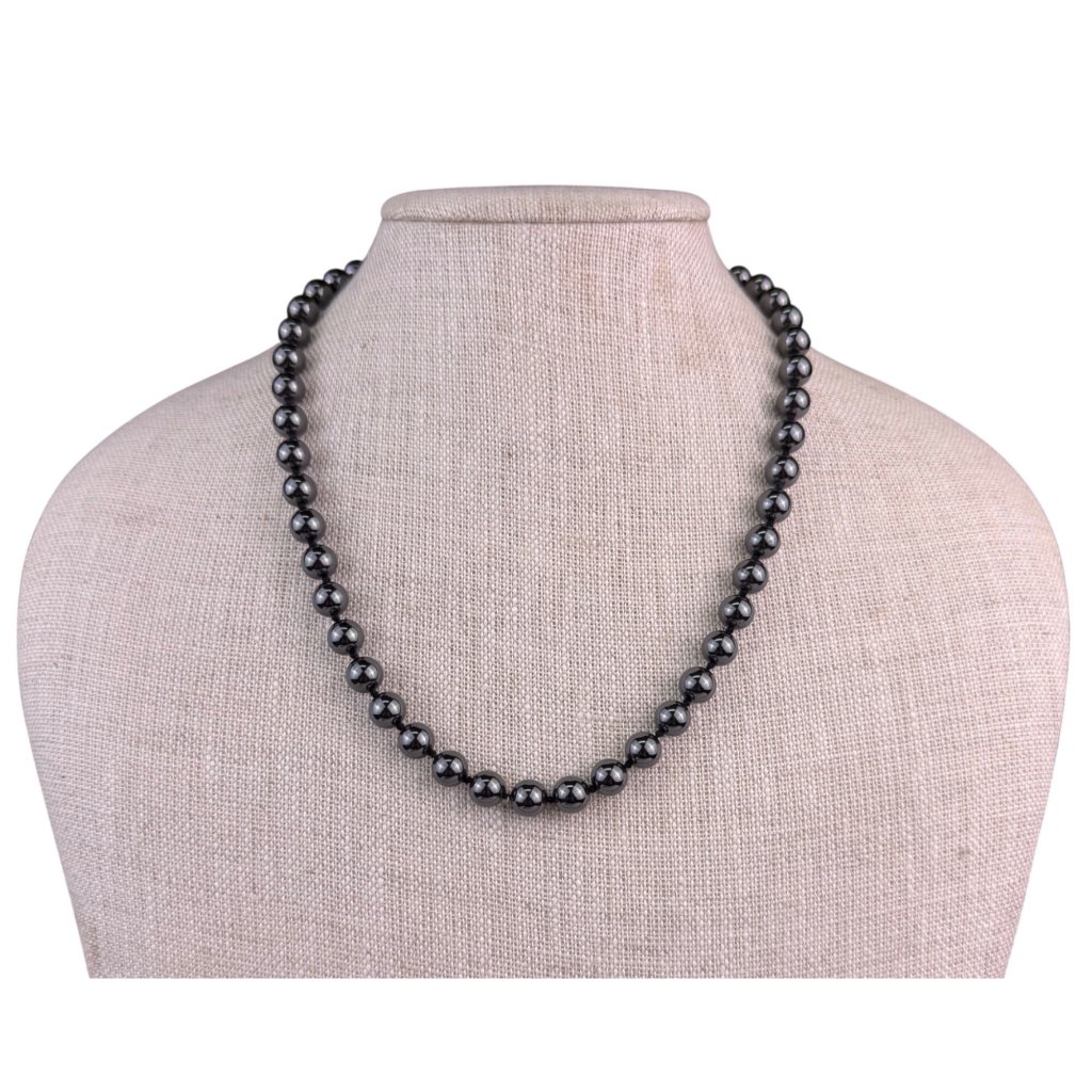 Handmade Black Glass Beaded Necklace Womens Jewelry With Decorative Clasp